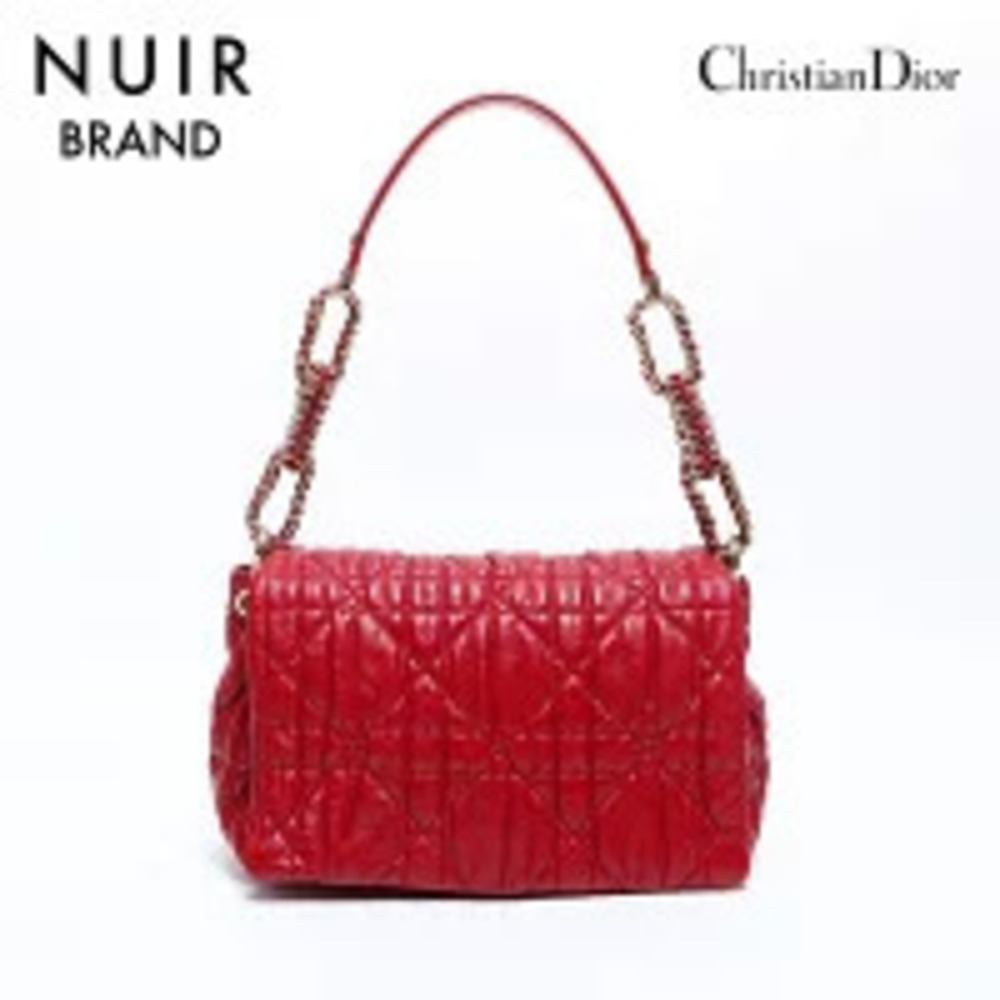 Christian Dior Cannage Chain Leather Handbag Pink
